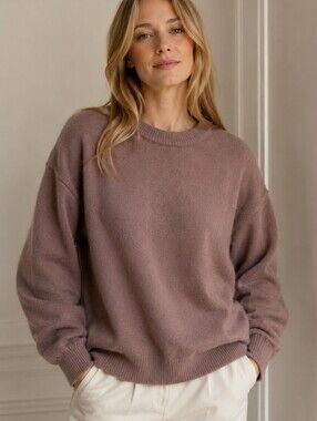 Angora Crewneck Sweater in Dusty Mauve Medium